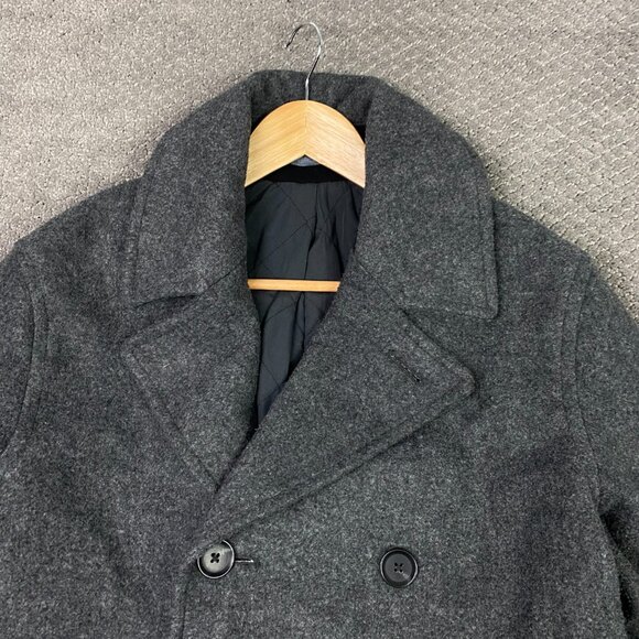 Old Navy Pea Coat Men's Medium Gray Wool Blend Military Coat Jacket Peacoat - Picture 2 of 14